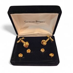 Giorgio Bissoni Gold-Tone Cable Knot Cufflinks and Studs Set